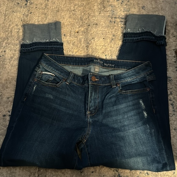 New York & Co Soho boyfriend Jeans distressed mid rise cropped Sz 6 - Picture 6 of 9